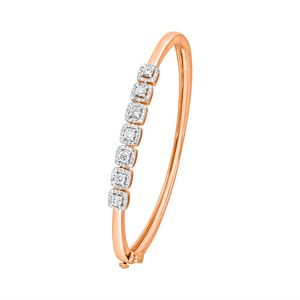 Unique and brilliant <b>Rose</b> <b>Gold</b> Diamond <b>Bangle</b> 0.98 Ct Princess Cut Bezel Setting Women's Classic Geometric Bracelet - Product Image 3