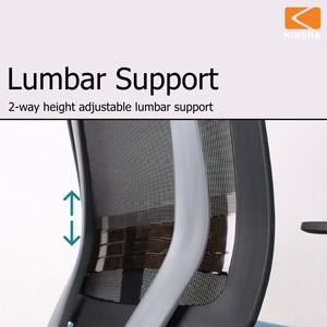 Chaise de bureau ergonomique moderne KINSHA, réglable en hauteur, dossier en maille, accoudoirs réglables, appui-tête intégré, base en plastique, synchronisation - Product Image 4
