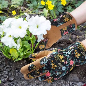 Gants de jardin pour femmes à motif floral, avec paume en daim rembourrée, respirants, pour la plantation en extérieur - Product Image 4