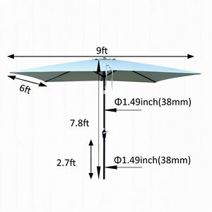 Sombrilla de Jardín/Patio/Piscina Impermeable de 6 x 9 pies con Manivela, Botón de Inclinación y Base para Piscina - Product Image 4