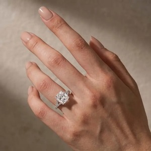 Premium Design 925 Moissanite Split Shank 4.0Ct <b>Cushion</b> Cut Gold Plated Engagement <b>Ring</b> in Sterling Silver Women's - Product Image 2
