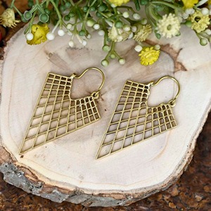 Gold Plated Brass Geometric <b>Earring</b> Pendant Irregular Shape Die Cast Metal Craft Modern Design - Product Image 3