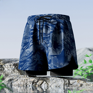 Wholesale Mens Fitness Shorts <b>Mid</b> Waist Breathable Quick Dry Canvas Sports Drawstring Closure High Street Style 100% Polyester - Product Image 6