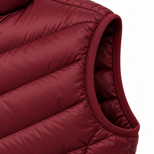 Gilet matelassé bordeaux pour homme, col montant, coupe-vent, en coton, sans manches, fermeture éclair, écologique, respirant, séchage rapide - Product Image 5