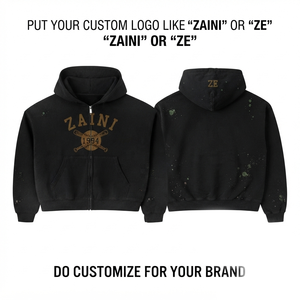 350gsm Woven Cotton/Polyester Men's Full-Zip Hoodie with Front Custom Embroidery Breathable & Anti-Pilling OEM Service - Product Image 1
