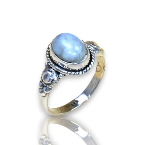 925 Sterling <b>Silver</b> Oval Shape Cut Rainbow Moonstone <b>Ring</b> With <b>Ring</b> Designer Bezel Sett Handmade Fine Jewelry Perfect For Women - Product Image 1