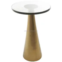Table console décorative rétro en laiton avec surface en verre trempé, hauteur réglable, forme ronde, fabriquée à la main par ZAHID EXPORTS Inde