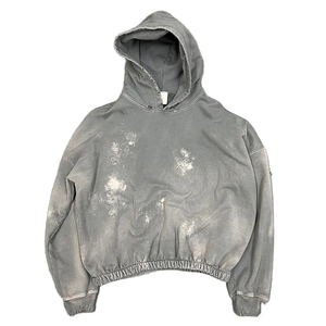 Sweat à capuche zippé personnalisé en coton épais et surdimensionné pour homme, avec broderie vieillie, style streetwear hiver, en polaire écologique - Product Image 4