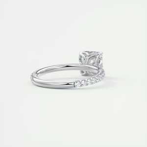 Anillo de compromiso con diamante cultivado en laboratorio de 2.50 quilates, corte Asscher, con pavé floral y engaste francés en oro blanco de 14K - Product Image 6