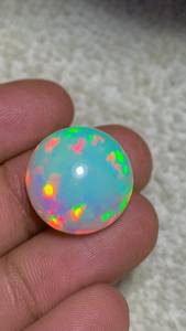 Opale d'Éthiopie naturelle Welo de grande taille, ronde, 17 mm, opale de feu, pierre de naissance, bijoux en opale - Product Image 1