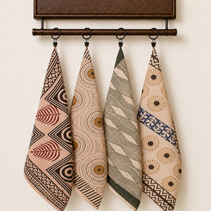 Bohemian Retro Style Cotton Bandana <b>Square</b> <b>Scarf</b> with Hand Block Print Durable Quick Dry for Unisex Pets-Wristband Handkerchief - Product Image 2