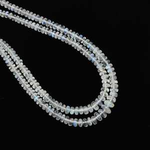 Cuentas sueltas de piedra lunar arcoíris natural, lisas, en forma de rondel, de 3-5 mm, con perforación central, para la fabricación de joyas, venta al por mayor. - Product Image 5