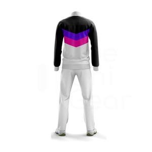 Conjunto Deportivo Unisex con Bloques de Color, Chaqueta Deportiva con Cremallera Completa y Bolsillos Laterales, y Pantalones Deportivos Blancos para Otoño - Product Image 4