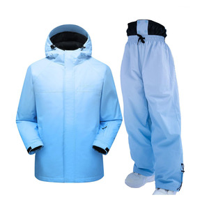 Conjunto de Chaqueta y Pantalones de Snowboard Impermeables para Mujer, Diseño Degradado, Corte Holgado, con Capucha, Traje de Esquí de Dos Piezas - Product Image 1