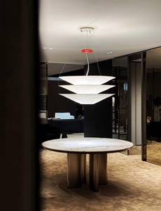 Modern Tiered Silk Pendant <b>Light</b> with Electroplated Steel Frame for <b>Dining</b> Room Hotel Villa - Product Image 2