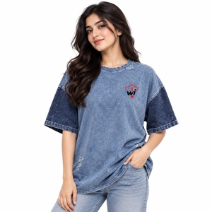 Camisetas Oversize de Mujer Estilo Streetwear con Lavado Ácido, Diseño Moderno Vintage, Perfectas para un Look Relajado - Product Image 1