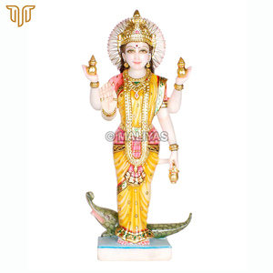 Standing Marble Ganga Mata Statue - 18 Inch | Ganga Devi with Crocodile | Traditional Hindu Marble Idol | MALIYAS Jaipur - Product Image 2