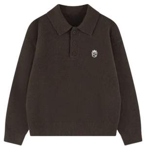 Pull en maille à manches longues pour homme, col boutonné texturé doux, mélange de coton, marron, décontracté, hiver, OEM - Product Image 1