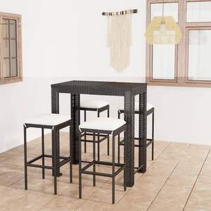 Conjunto de Bar de Jardín de Ratán PE Negro con Acero con Recubrimiento en Polvo y Poliéster, Muebles de Patio Elegantes - Product Image 1