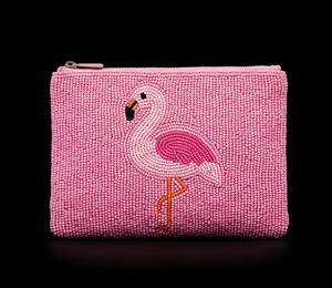 Pink Flamingo Embroidered <b>Mini</b> <b>Pouch</b> Zipper Closure Handmade Cute Cosmetic Bag Female Multi Functional - Product Image 5