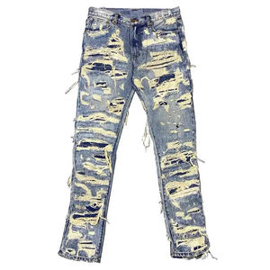 Jeans de Mezclilla Desgastados de Cintura Alta para Hombre, Corte Ajustado, Pierna Recta, Estilo Urbano, Diseño Más Vendido para Primavera - Product Image 1
