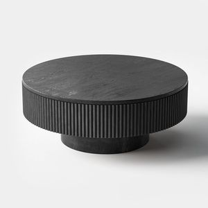 Modern <b>Round</b> Wooden Coffee <b>Table</b> with Fluted <b>Side</b> Design for Living Room Home Furniture - Product Image 4