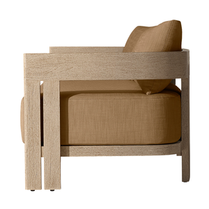 Luxury Contemporary Style <b>Outdoor</b> <b>Sofa</b> with Curved Teak Wood Frame Elegant Plush <b>Sofa</b> for Resort Patio Lounge Furniture - Product Image 3