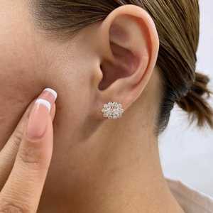 Floral Moissanite 2CT Oval Cut Diamond Flower <b>Stud</b> Earrings 925 <b>Silver</b> For Women's Bride Choice For Wedding Parties Jewelry - Product Image 4