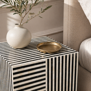 Mesa Auxiliar con Incrustaciones de Hueso, Mesa de Noche Moderna, Mesa Auxiliar Cúbica, Mueble Decorativo para Sala de Estar - Product Image 4
