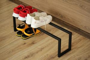 Ultra Slim Black <b>Shoe</b> <b>Rack</b> Dual Level Space Saving Organizer Strong Frame Minimal Design Durable Modern Entryway Storage Unit - Product Image 2