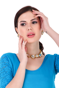 Trendy Women's Brass Gold Plated Imitation <b>Pearl</b> Zircon Bridal Necklace <b>Set</b> Matching Earrings Engagement Wedding Anniversary - Product Image 2