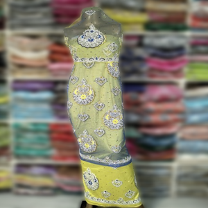 African Wedding Dress Hand Beaded Floral Pattern Customizable Color & <b>Fabric</b> 100% <b>Polyester</b> Mesh <b>Fabric</b> for Women - Product Image 1