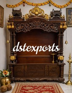 Modern Wooden Pooja <b>Mandir</b> For Home Luxury Hand Carved Export Quality Home Temple Teak Wood Peacock Pooja Unit Wholesale Prices - Product Image 5