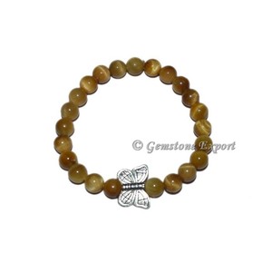 สร้อยข้อมือคริสตัลแฟชั่นประดับเลมอนไทเกอร์อายและจี้รูปผีเสื้อ - Product Image 1