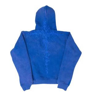 Sweat à capuche unisexe bleu roi surdimensionné en molleton épais, style streetwear décontracté, personnalisable - Product Image 4