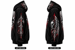 Sudadera con Capucha Gótica Personalizada con Calavera, de Algodón Pesado, Estilo Urbano Oversize, 100% Algodón Polar, Ecológica, OEM, Marca Privada - Product Image 4