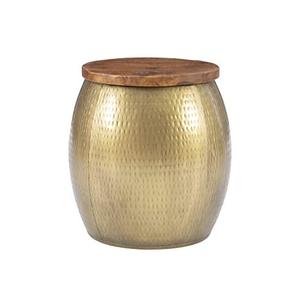 Copper Antique Metal Handmade Hammered Drum Accent <b>Table</b> with Hammered Design - Product Image 6