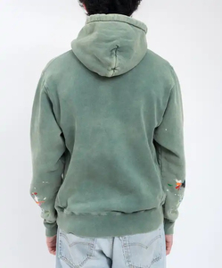 Ventes en gros de sweats à capuche en coton surdimensionnés pour hommes, effet délavé, logo personnalisé, haute qualité, prix bas - Product Image 3