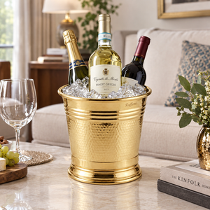 Refroidisseur à vin classique en laiton sur piédestal avec finition martelée, de luxe, artisanal, de qualité supérieure, fournisseur en gros, exportation, Inde, sur mesure - Product Image 3