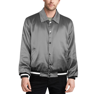 Veste en satin de qualité professionnelle pour l'hiver, col rabattu, logo personnalisé sur le devant, style streetwear, veste en satin décontractée et tendance - Product Image 1