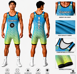 Maillots de lutte extensibles par sublimation, légers et durables, pour hommes adultes du Pakistan, séchage rapide, respirants, en Spandex/Polyester - Product Image 1
