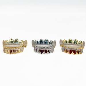 IGI GIA Certified Lab Grown Diamond GRILLZ Unisex 14K Solid Gold Plated Mossanite Diamonds Platinum & Gold Color Options para hombres - Product Image 6