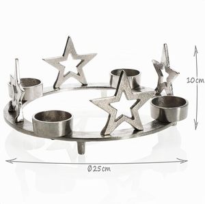 Support de bougie en aluminium argenté à 4 bras, résistant à la chaleur, décoration de Noël, candélabre en métal - Product Image 1