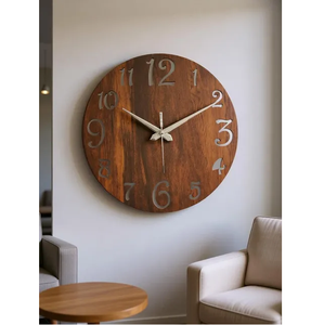 Reloj de Pared de Madera Minimalista, Redondo, Silencioso, de Cuarzo Analógico, con Correa de Cuero - Product Image 2