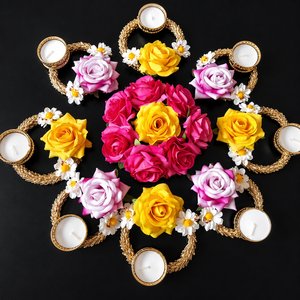 Ensemble de porte-bougies en plastique écologique fait main, design moderne, léger, décoratif, fleurs artificielles, décoration d'intérieur - Product Image 4