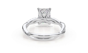Bague solitaire torsadée en argent 925 avec diamant de laboratoire taille radiant, micro-pavé et bande tressée, qualité VVS DIAM, pour revendeurs de bijoux OEM - Product Image 2