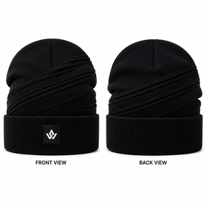 Custom Unisex Solid Black Knit Beanie Hat Acrylic <b>Winter</b> <b>Cap</b> Casual Warm Cuffed Headwear Adult 56-58CM - Product Image 3