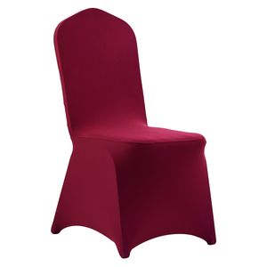 Fundas de Silla Elásticas Personalizadas de Poliéster y Spandex Color Borgoña para Bodas, Fiestas y Banquetes, con Frente Plano - Product Image 1