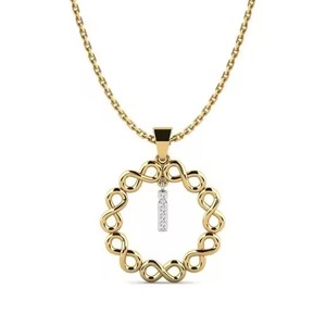 Elegante colgante redondo con letra I chapado en plata y moissanita, con dijes de moda unisex tematizados. - Product Image 2