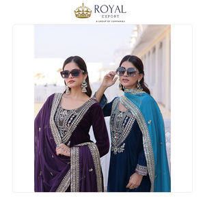 สินค้ามาใหม่ล่าสุด เสื้อผ้าดีไซเนอร์สไตล์ปากีสถาน ชุดกำมะหยี่สำหรับงานปาร์ตี้และเทศกาล ราคาสุดคุ้ม - Product Image 2